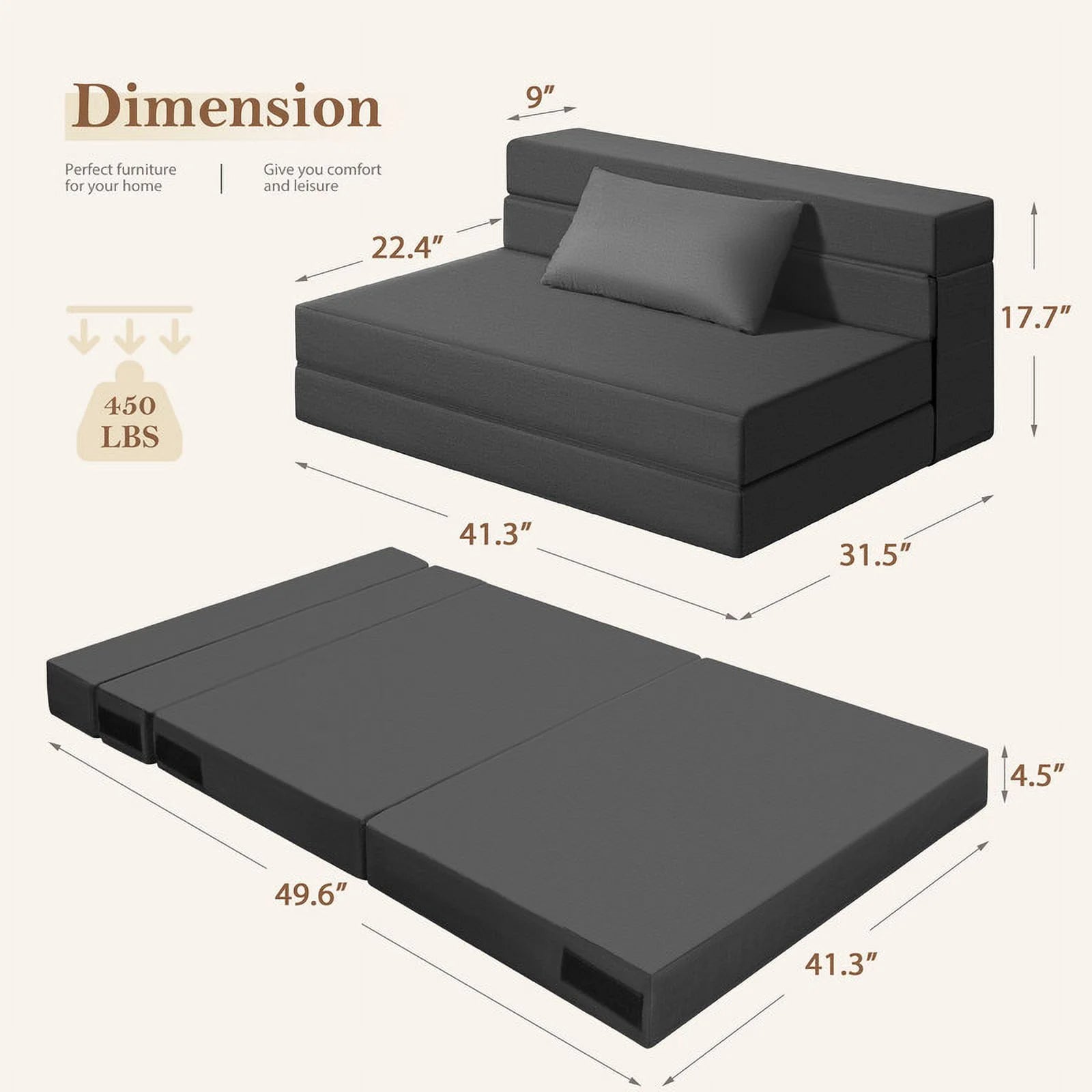 homall-sofa-klappsofa-beige-futon-schlafsessel-mit-kissen image 8