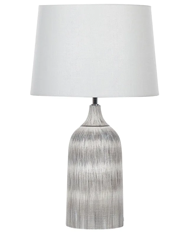 beliani-georgina-tischlampe-keramik-grau-66-cm-wei-er-schirm image 1