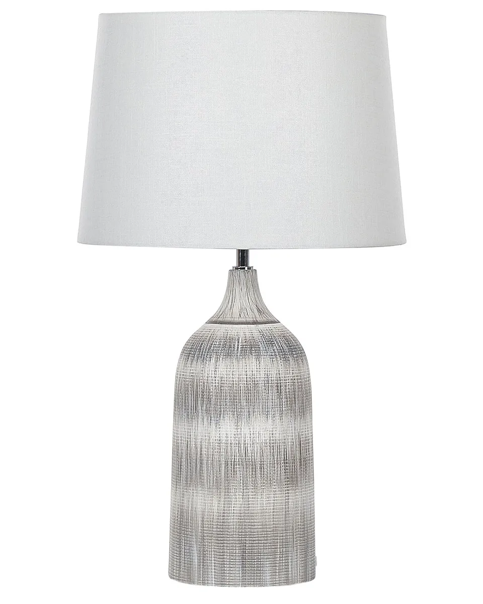 beliani-georgina-tischlampe-keramik-grau-66-cm-wei-er-schirm image 1
