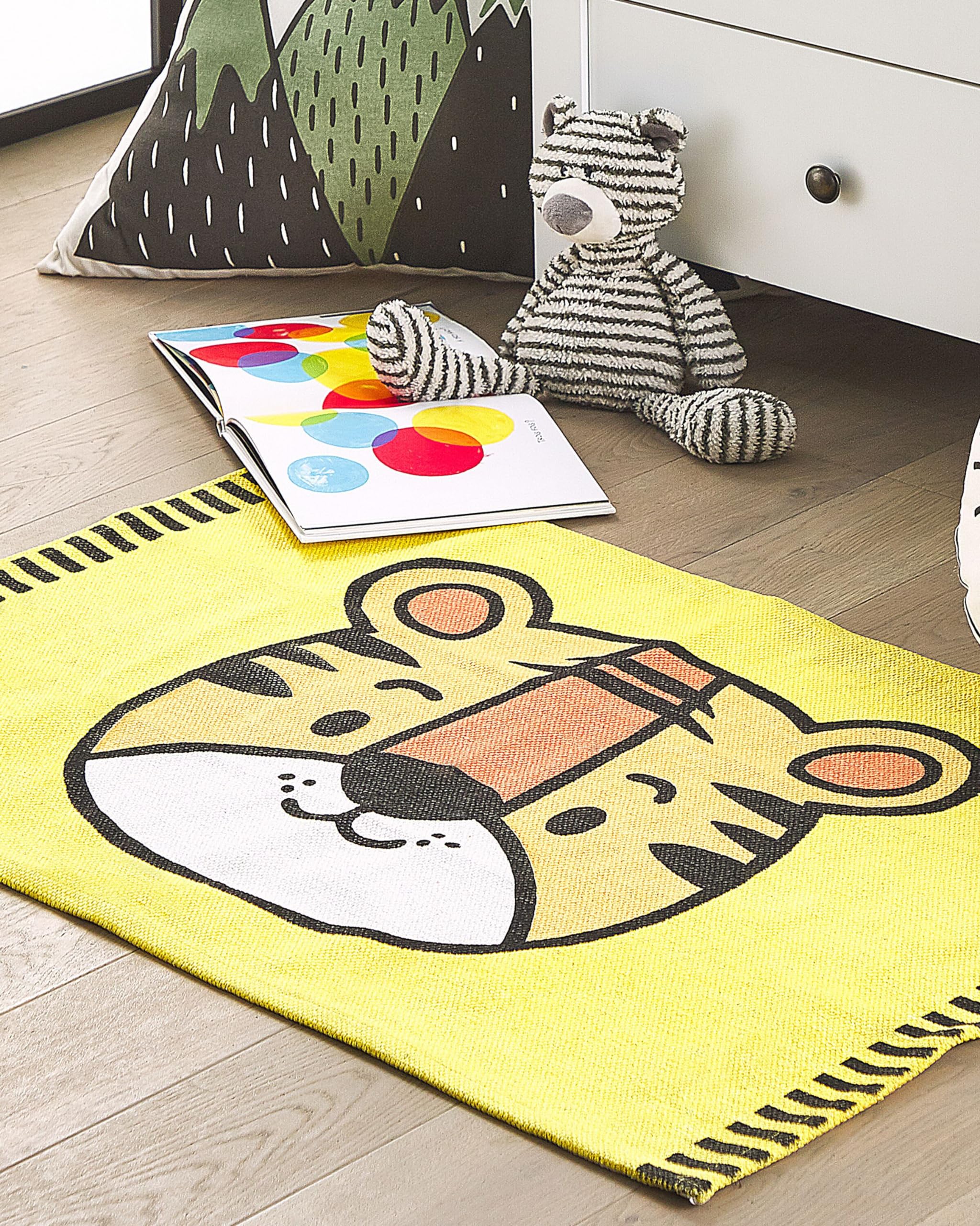 beliani-ranchi-kinderteppich-gelb-tigermotiv-60x90-cm image 2