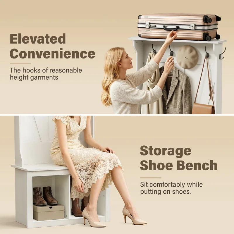 homall-shelf-garderobe-wei-mit-schuhbank-170-cm image 3