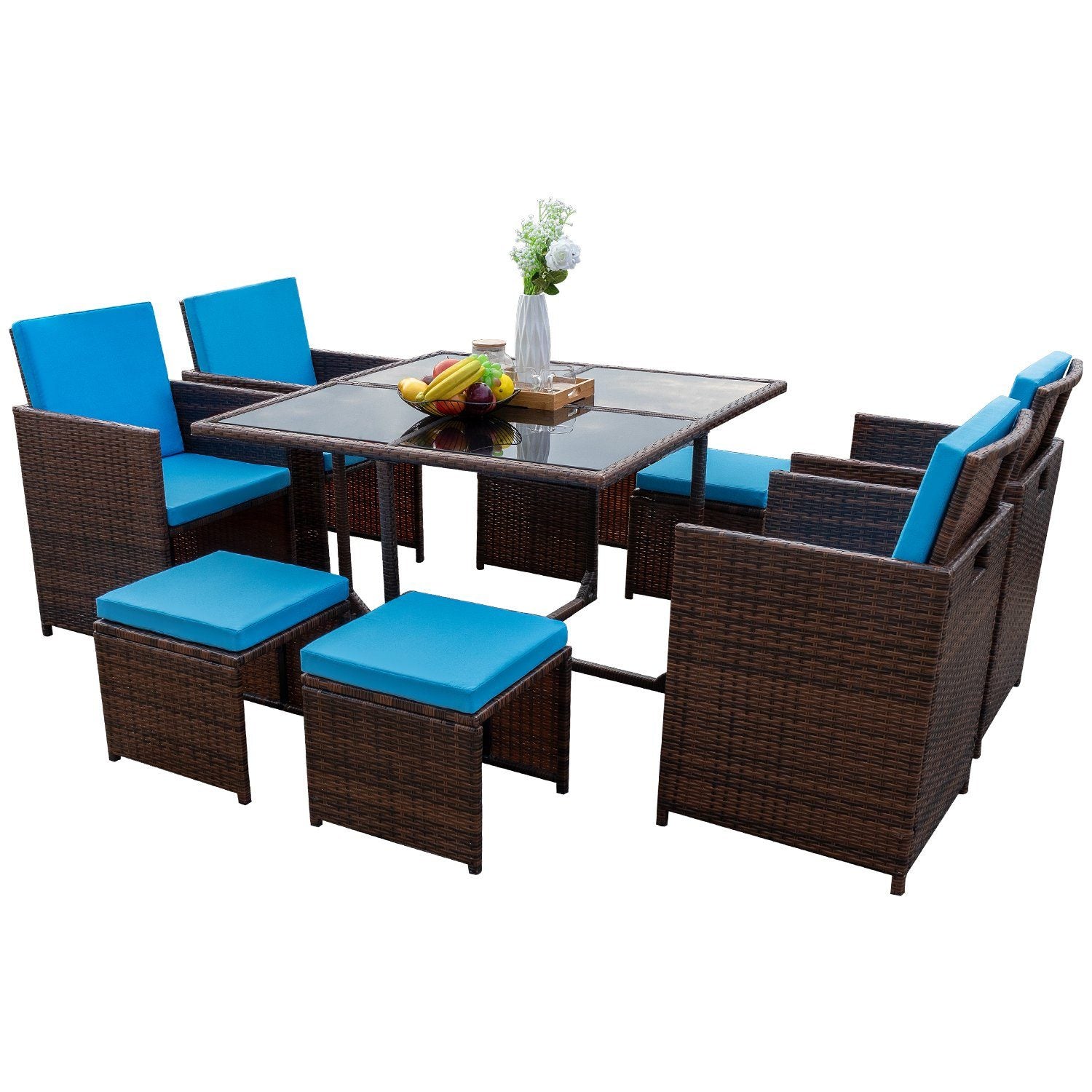 homall-patio-furniture-9-teilige-rattan-sitzgruppe-blau image 3