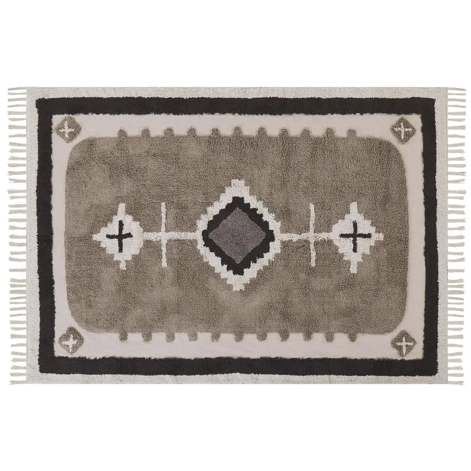 beliani-geyve-baumwollteppich-160x230-beige-braun-fransen image 1