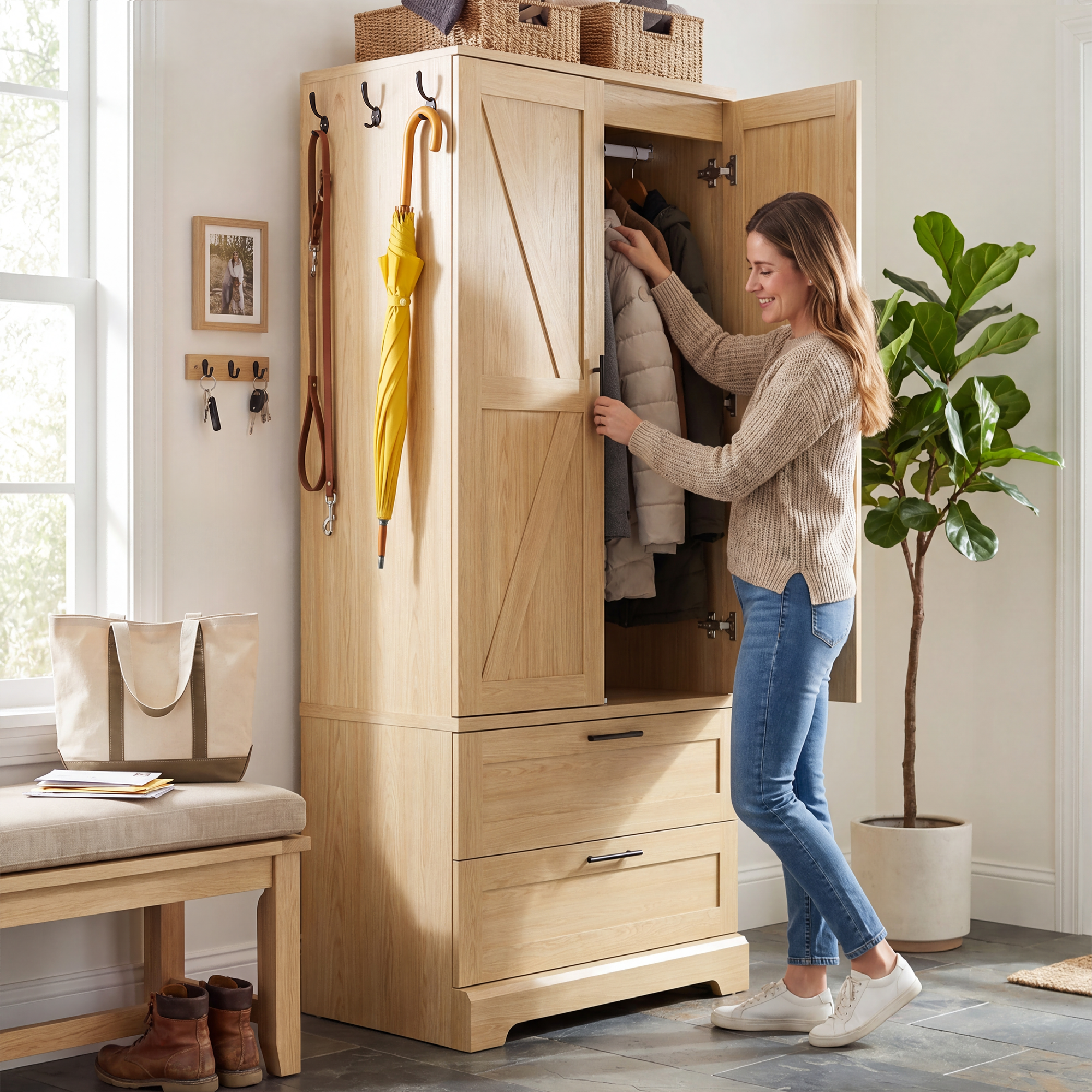 homall-bedroom-kleiderschrank-schubladen-beige-sensorlicht image 4
