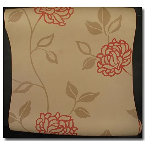 a-s-cr-ation-tapeten-satintapete-floral-beige-braun-rot image 1