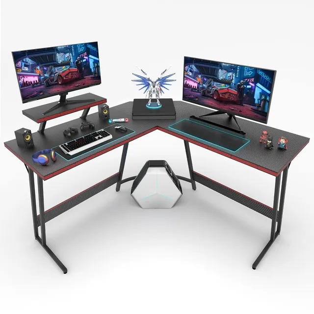 homall-gaming-desk-eck-schreibtisch-l-form-carbon-schwarz image 1