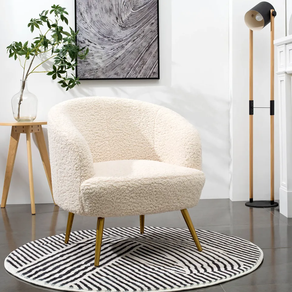 homall-accent-chair-sessel-creme-boucle-goldbeine image 1