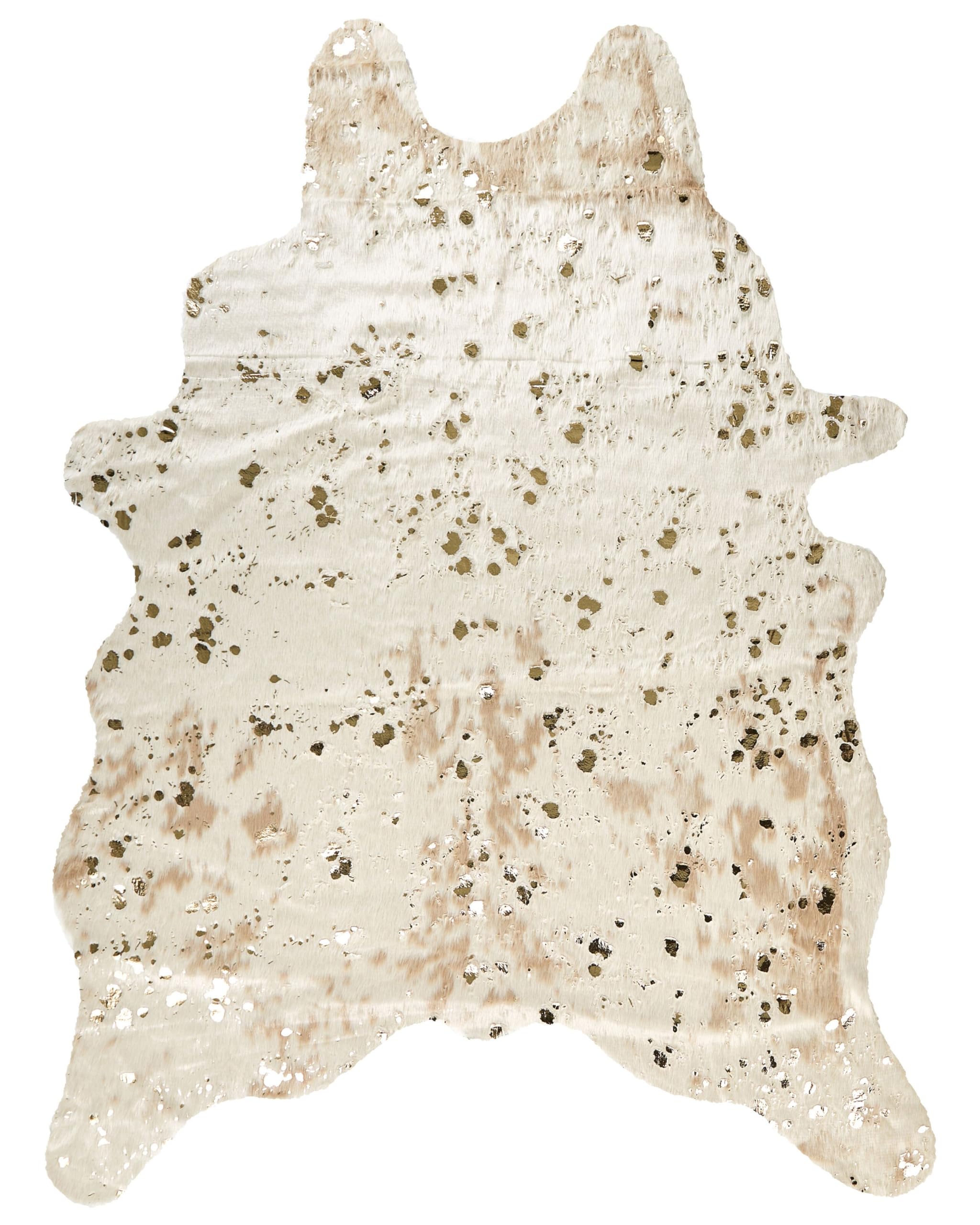 beliani-bogong-kunstfell-teppich-150x200-beige-kuhmuster-gold image 1