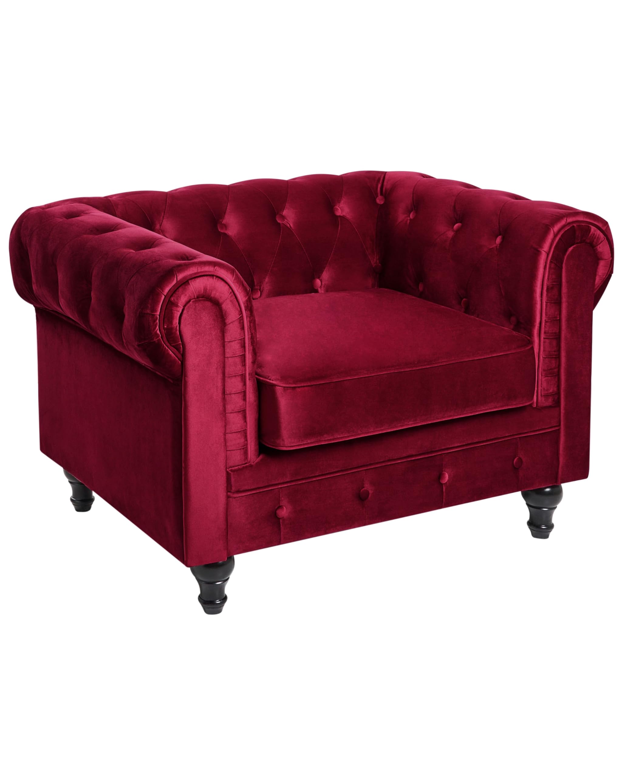 beliani-chesterfield-sessel-samt-dunkelrot-englischer-stil image 1
