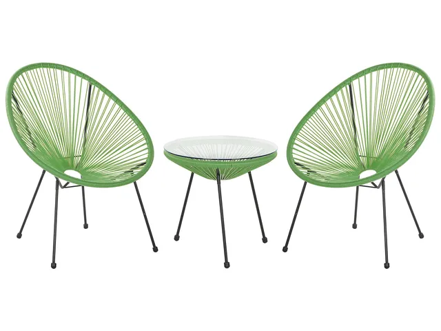 beliani-acapulco-balkonset-gr-n-rattan-2-st-hle-tisch image 1