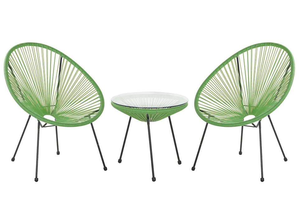 beliani-acapulco-balkonset-gr-n-rattan-2-st-hle-tisch image 1
