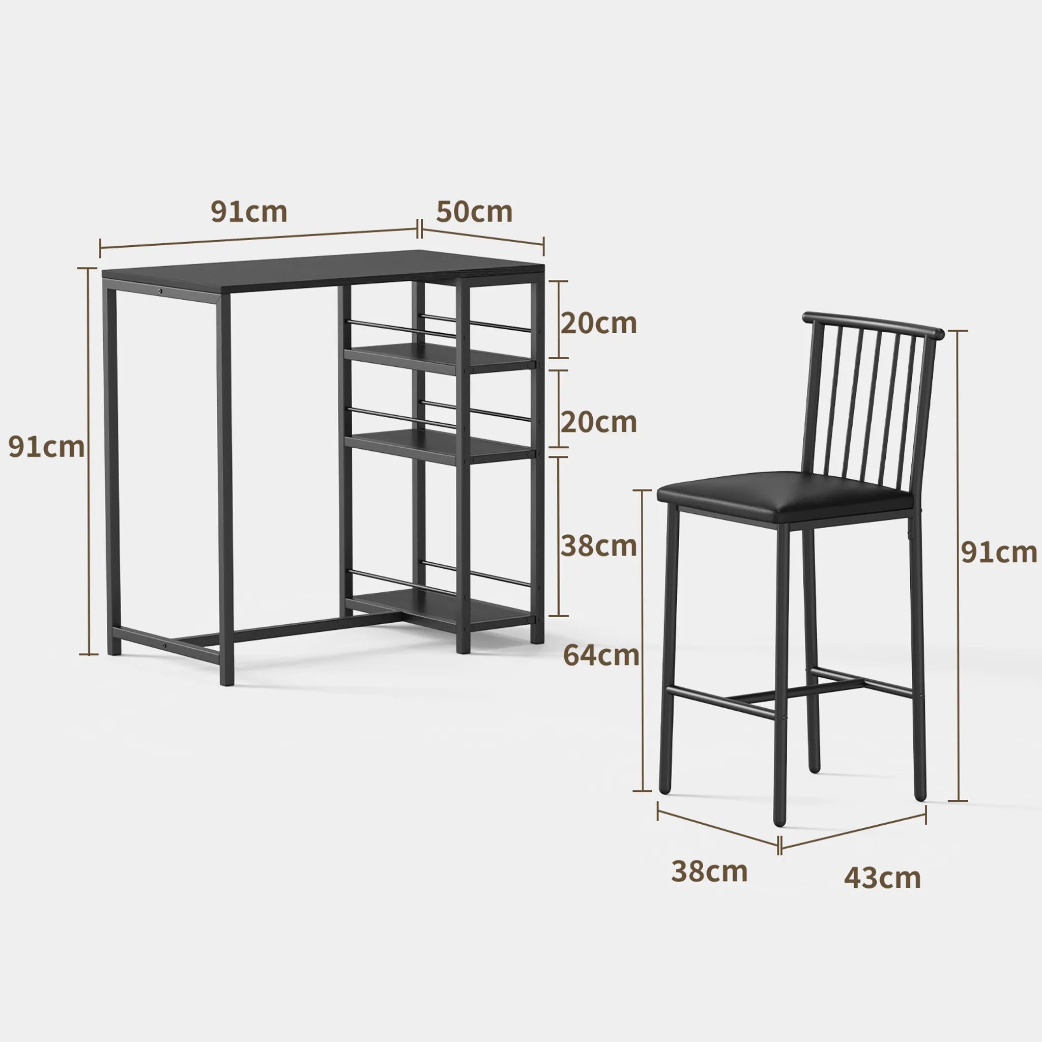 bealife-tisch-und-stuhl-tb51-bartisch-set-schwarz-2-hocker-50kg image 5