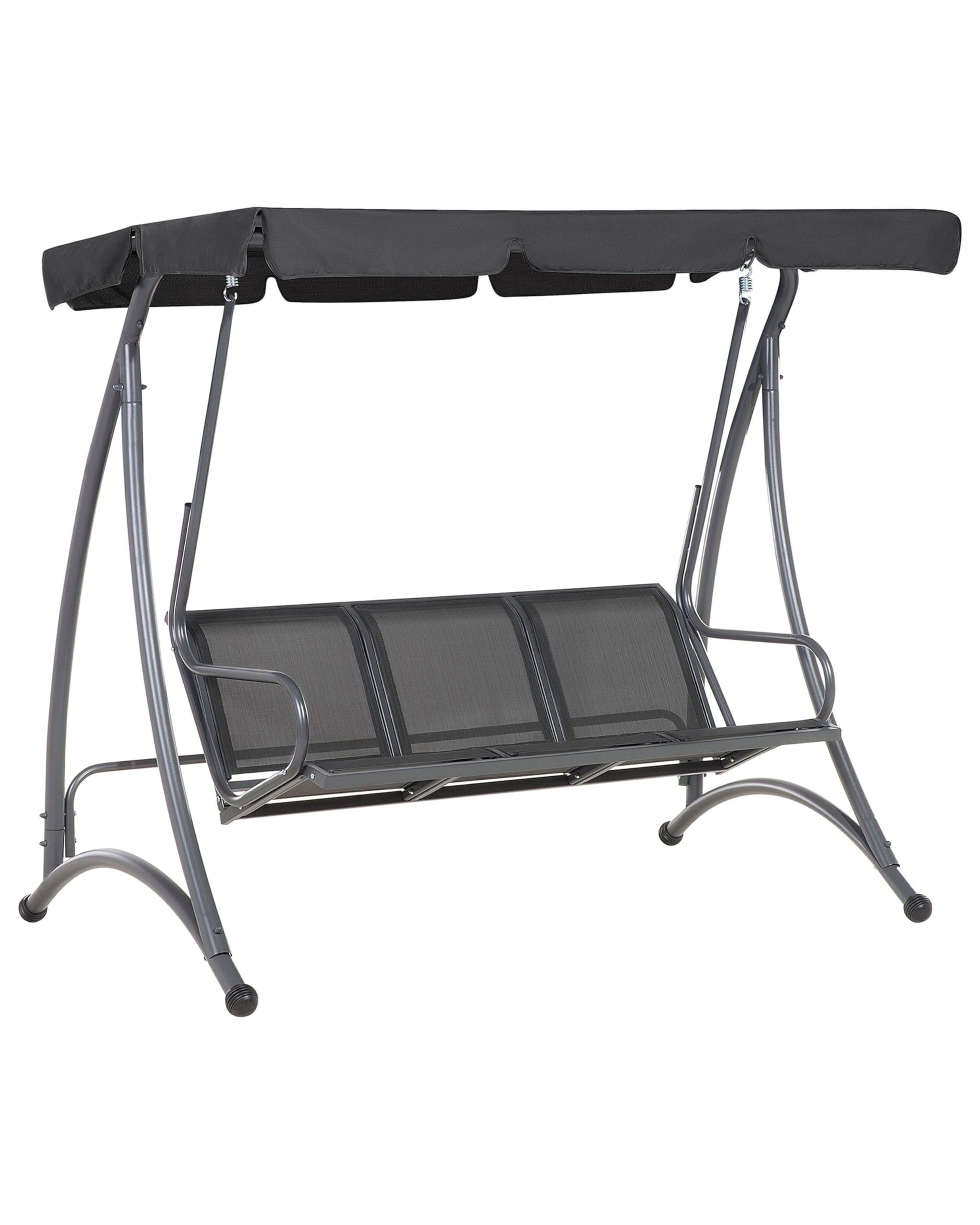 beliani-bogart-hollywoodschaukel-metall-schwarz-3-sitzer image 1
