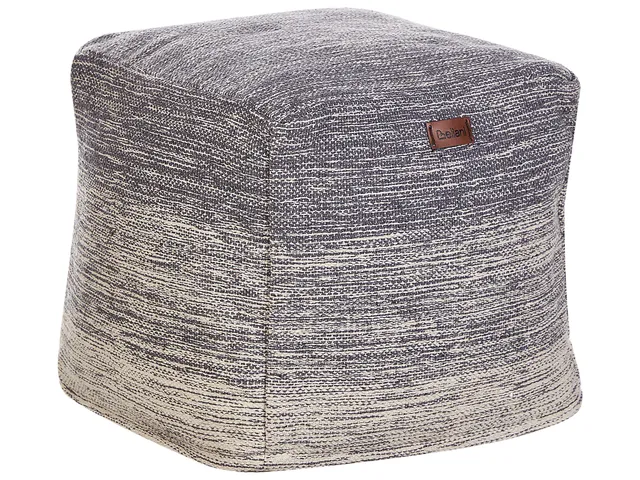 beliani-hirri-pouf-baumwolle-hellgrau-40x40-gestreift image 1