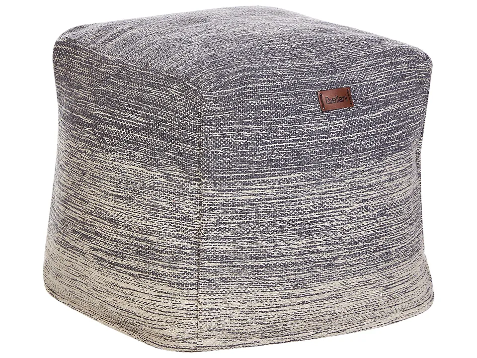 beliani-hirri-pouf-baumwolle-hellgrau-40x40-gestreift image 1